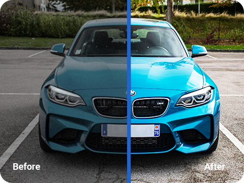 AI enhanced image of a BMW car 