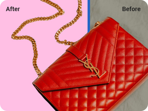 A Red YSL Handbag on Red Background As After Shot
