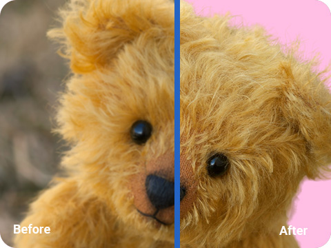 Teddy Bear With the After as a Pink Background